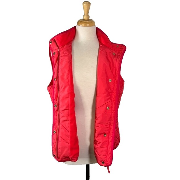 Talbot's Quilted Vest Size XLP Pink Zip Up Button Up - Picture 2 of 8